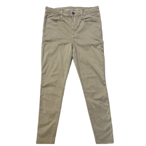 American Eagle Khaki Soft Skinny Jeans Size 10 Euro Nautical Preppy Collegiate - Picture 1 of 6